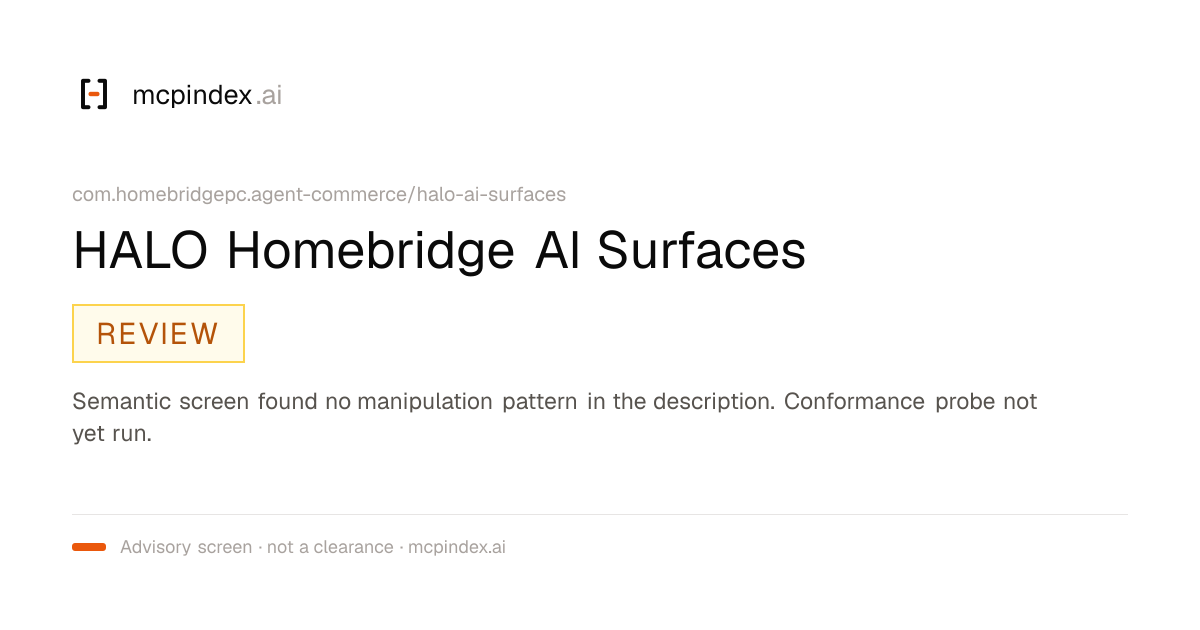 HALO Homebridge AI Surfaces (com.homebridgepc.agent-commerce/halo-ai-surfaces@1.0.1)
