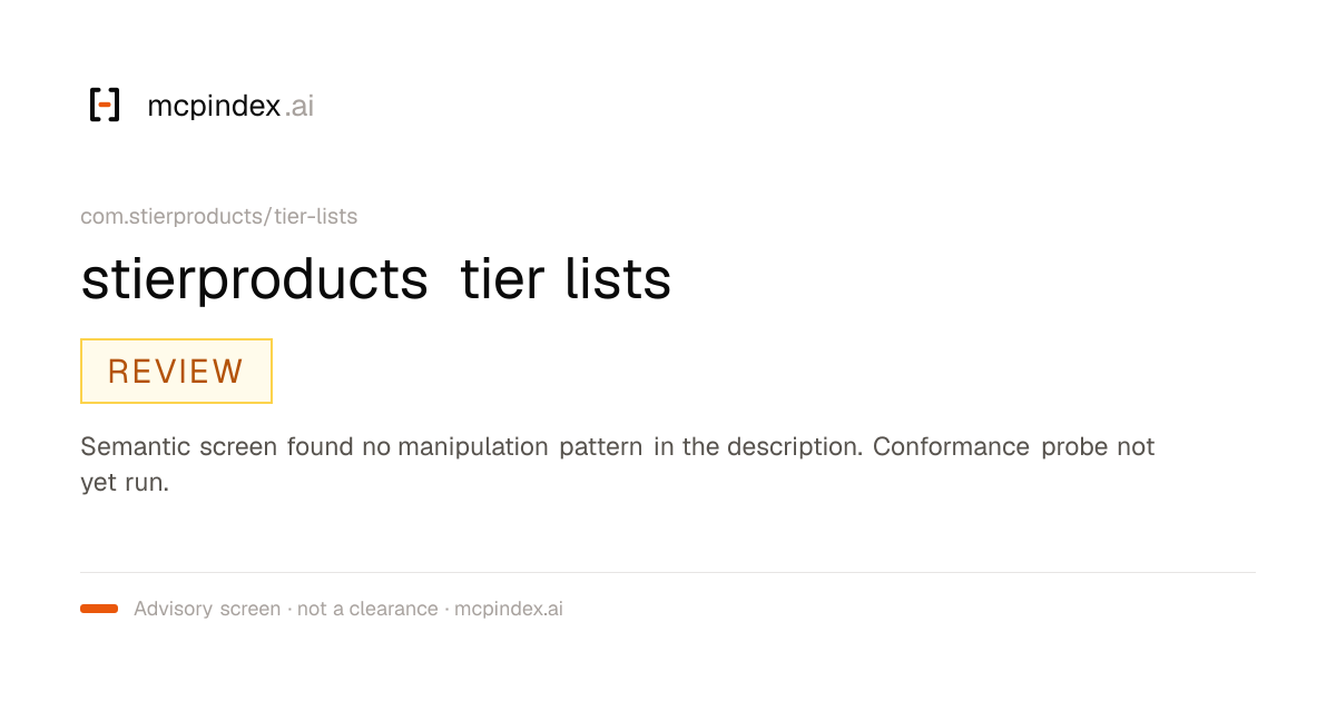stierproducts tier lists (com.stierproducts/tier-lists@1.2.0)