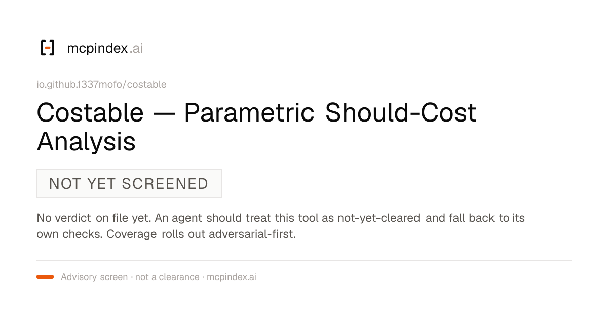 Costable — Parametric Should-Cost Analysis (io.github.1337mofo/costable@1.0.0)