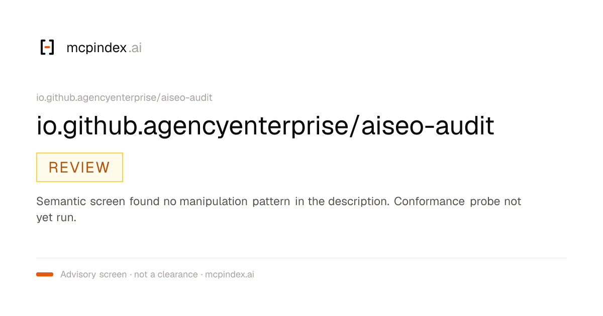 io.github.agencyenterprise/aiseo-audit (io.github.agencyenterprise/aiseo-audit@2.0.0)