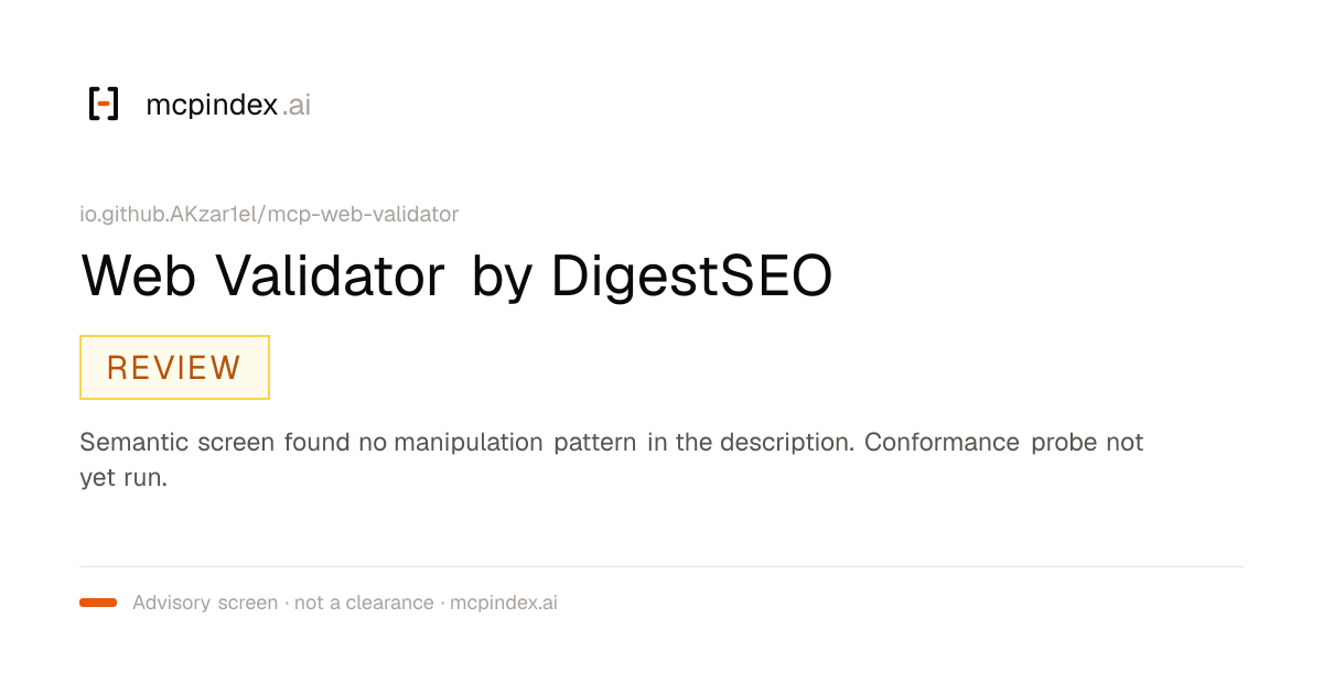 Web Validator by DigestSEO (io.github.AKzar1el/mcp-web-validator@1.3.23)