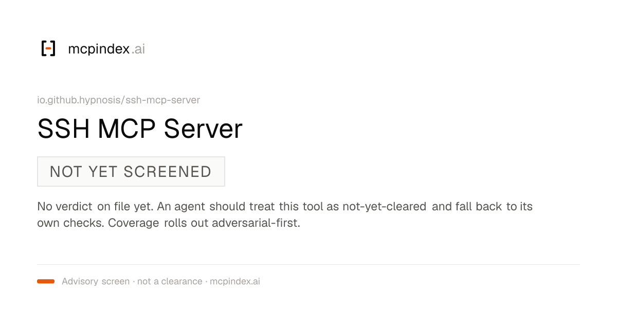 SSH MCP Server (io.github.hypnosis/ssh-mcp-server@2.3.0)