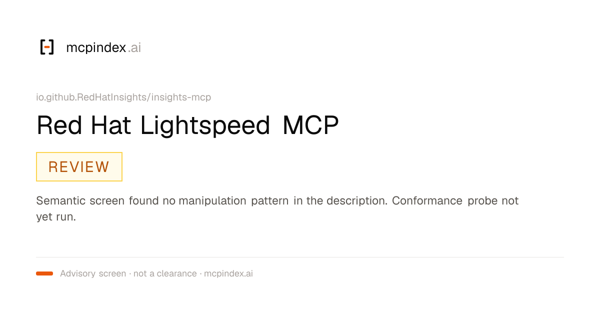 Red Hat Lightspeed MCP (io.github.RedHatInsights/insights-mcp@1.0.47+52cc4ab4)