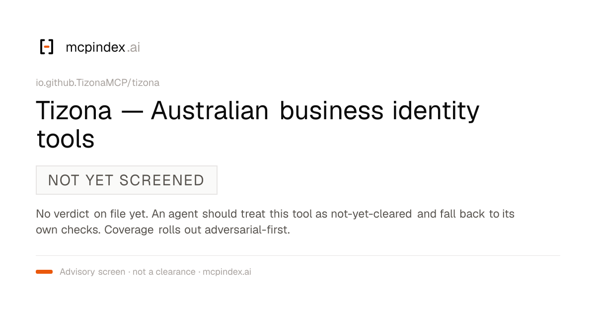 Tizona — Australian business identity tools (io.github.TizonaMCP/tizona@1.1.0)